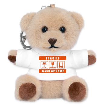 Fragile Handle with Care Versandetikett - Teddy Schlüsselanhänger - Weiß - Vorne