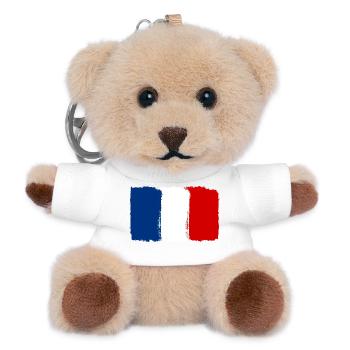 Frankreich Flagge used look - Teddy Schlüsselanhänger - Weiß - Vorne