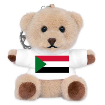 Sudan – Flaggenwappen, dreieckiges Emblem - Teddy Schlüsselanhänger - Weiß - Vorne