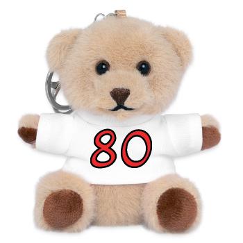 80. 80 JAHRE. 80-JÄHRIGES JUBILÄUM. 80. GEBURTSTAG. - Teddy Schlüsselanhänger - Weiß - Vorne