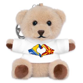 Bosnien Mazedonien Flagge Hände Herzform used - Teddy Schlüsselanhänger - Weiß - Vorne