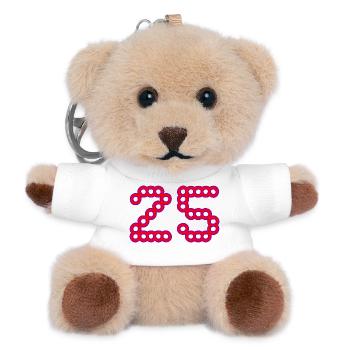 25. 25 ANS. 25e ANNIVERSAIRE. ANNIVERSAIRE 25 ANS. - Porte-clés ourson - blanc - Devant