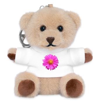 rosa Blume rosa Blüte Sommeraster - Teddy Schlüsselanhänger - Weiß - Vorne