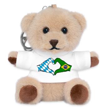 Bavaria Brazil Flag Hands Heart Shape - Teddy Keyring - white - Front