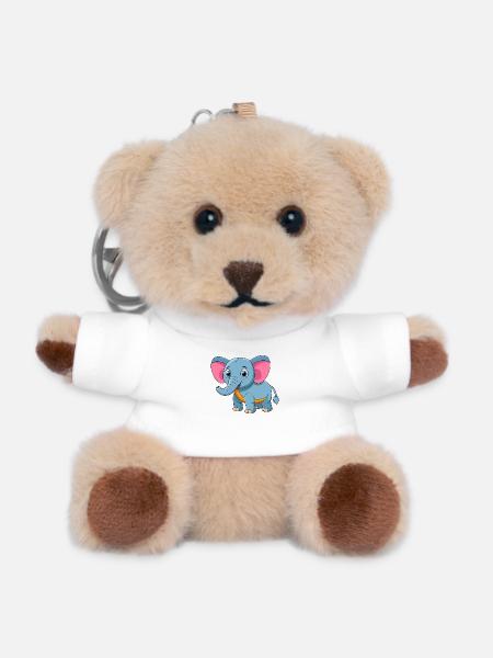 Éléphant Mignon Mascotte Personnage De Dessin Animé Kawaii - Porte-clés ourson - blanc