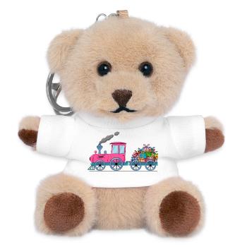 Train pour enfants avec remorque rose - Porte-clés ourson - blanc - Devant