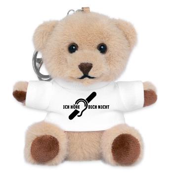 Ich höre dich nicht. Taub, schwerhörig. Lippenlesen - Teddy Schlüsselanhänger - Weiß - Vorne