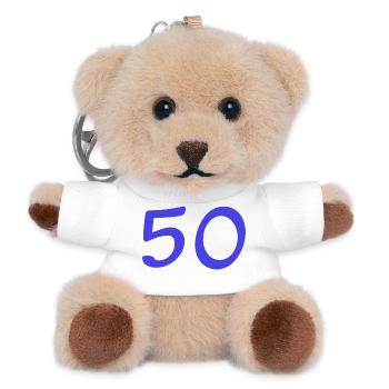 50. 50 JAHRE. 50-JÄHRIGES JUBILÄUM. 50-JÄHRIGES JUBILÄUM. - Teddy Schlüsselanhänger - Weiß - Vorne