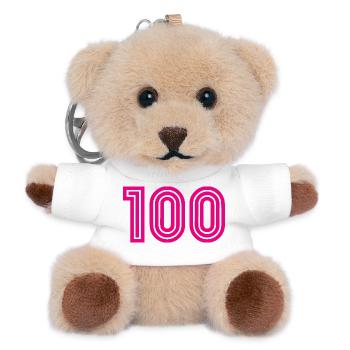100. 100 JAHRE. 100-JÄHRIGES JUBILÄUM. 100. GEBURTSTAG - Teddy Schlüsselanhänger - Weiß - Vorne
