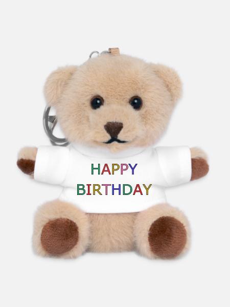 HAPPY BIRTHDAY - Porte-clés ourson - blanc