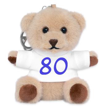 80. 80 JAHRE. 80-JÄHRIGES JUBILÄUM. 80. GEBURTSTAG. - Teddy Schlüsselanhänger - Weiß - Vorne