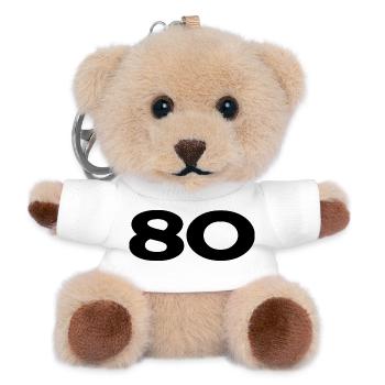 80. 80 JAHRE. 80-JÄHRIGES JUBILÄUM. 80. GEBURTSTAG. - Teddy Schlüsselanhänger - Weiß - Vorne