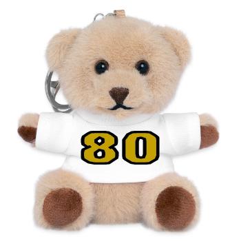80. 80 JAHRE. 80-JÄHRIGES JUBILÄUM. 80. GEBURTSTAG. - Teddy Schlüsselanhänger - Weiß - Vorne
