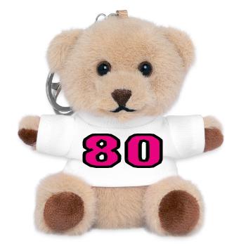 80. 80 JAHRE. 80-JÄHRIGES JUBILÄUM. 80. GEBURTSTAG. - Teddy Schlüsselanhänger - Weiß - Vorne