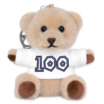 100. 100 YEARS. 100th ANNIVERSARY. 100 BIRTHDAY - Teddy Keyring - white - Front