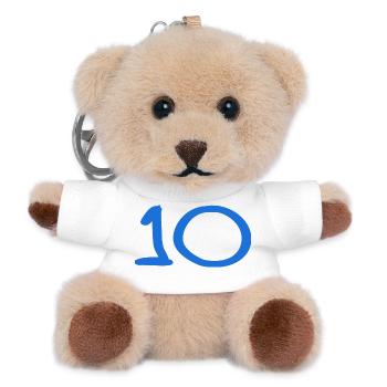 10. 10 JAHRE. 10-JÄHRIGES JUBILÄUM. 10-JÄHRIGES JUBILÄUM. - Teddy Schlüsselanhänger - Weiß - Vorne