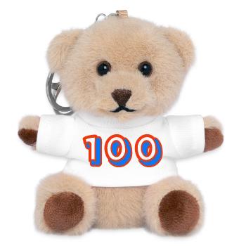 100. 100 JAHRE. 100-JÄHRIGES JUBILÄUM. 100. GEBURTSTAG - Teddy Schlüsselanhänger - Weiß - Vorne