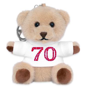 70. 70 JAHRE. 70-JÄHRIGES JUBILÄUM. 70-JÄHRIGES JUBILÄUM. - Teddy Schlüsselanhänger - Weiß - Vorne