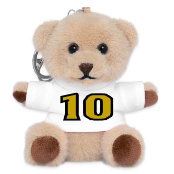 10. 10 JAHRE. 10-JÄHRIGES JUBILÄUM. 10-JÄHRIGES JUBILÄUM. - Teddy Schlüsselanhänger - Weiß - Vorne
