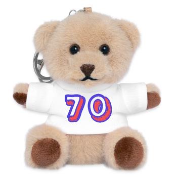70. 70 ANS. 70e ANNIVERSAIRE. ANNIVERSAIRE 70 ANS. - Porte-clés ourson - blanc - Devant