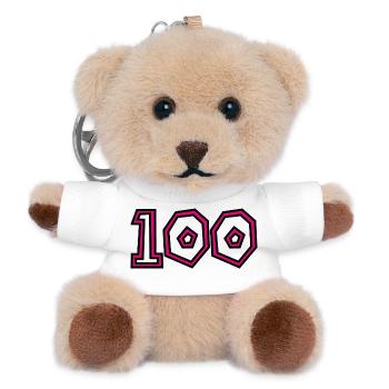 100. 100 JAHRE. 100-JÄHRIGES JUBILÄUM. GEBURTSTAG 1001 - Teddy Schlüsselanhänger - Weiß - Vorne
