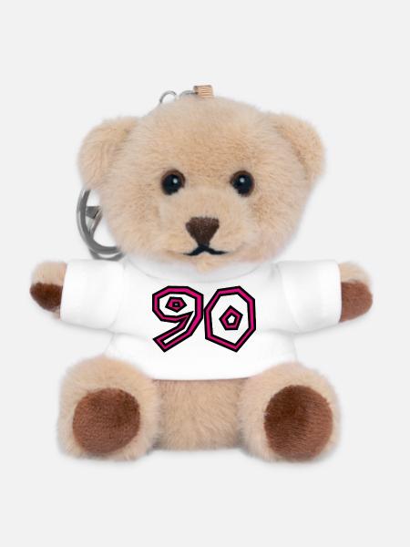 90. 90 ANS. 90e ANNIVERSAIRE. ANNIVERSAIRE 90 ANS. - Porte-clés ourson - blanc