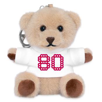 80. 80 JAHRE. 80-JÄHRIGES JUBILÄUM. 80-JÄHRIGES JUBILÄUM. - Teddy Schlüsselanhänger - Weiß - Vorne
