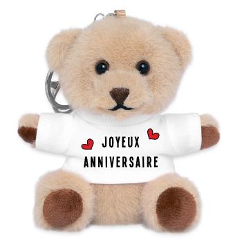 HAPPY BIRTHDAY. ANNIVERSAIRE. BON ANNIVERSAIRE - Porte-clés ourson - blanc - Devant