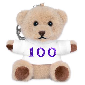 100. 100 JAHRE. 100-JÄHRIGES JUBILÄUM. 100. GEBURTSTAG - Teddy Schlüsselanhänger - Weiß - Vorne