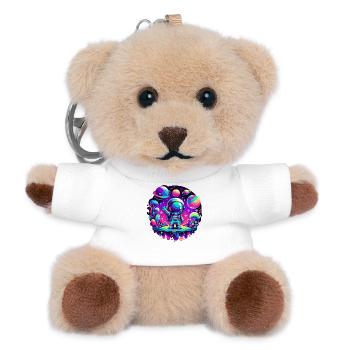 Kleiner Astronaut Pink – Magenta-Dschungel - Teddy Schlüsselanhänger - Weiß - Vorne