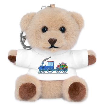 Train pour enfants avec remorque en bleu - Porte-clés ourson - blanc - Devant