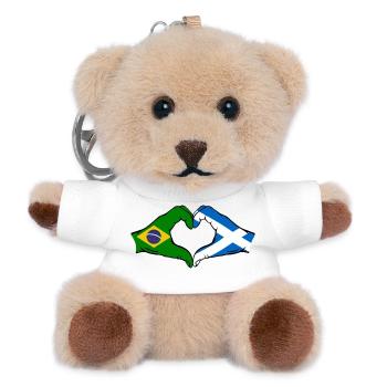 Brazil Scotland Flag Hands Heart Shape - Teddy Keyring - white - Front