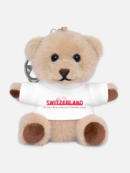 Schweiz Berge Schokolade - Teddy Schlüsselanhänger - Weiß