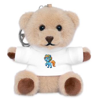 Pony Lustige Zeichentrickfigur Kopfhörer Musik - Teddy Schlüsselanhänger - Weiß - Vorne