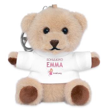 Schulkind Emma erstklassig - Teddy Schlüsselanhänger - Weiß - Vorne