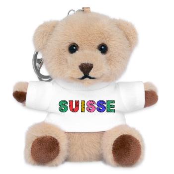 SUISSE. PAYS. GENEVE. HUMOUR. DRAPEAU. GENEVE - Porte-clés ourson - blanc - Devant