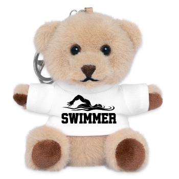 Swimmer silhouette in aqua style - Teddy Keyring - white - Front