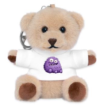 lila Monster (lustig) - Teddy Schlüsselanhänger - Weiß - Vorne