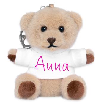 Anna Kalligrafie Neonpink - Teddy Schlüsselanhänger - Weiß - Vorne