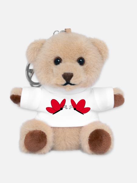 Rote Schmetterlinge Geschenk für sie - Teddy Schlüsselanhänger - Weiß