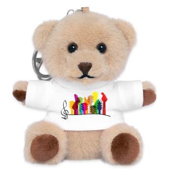 Farbige Gitarre mit Musikleiste, Regenbogen - Teddy Schlüsselanhänger - Weiß - Vorne