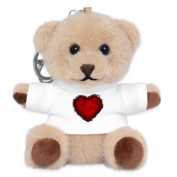 Rotes Herz Vintage - Teddy Schlüsselanhänger - Weiß - Vorne