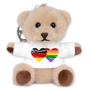Deutschland Regenbogen Flagge used - Teddy Schlüsselanhänger - Weiß - Vorne
