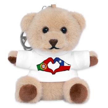 Portugal Chile Flagge Hände Herzform - Teddy Schlüsselanhänger - Weiß - Vorne