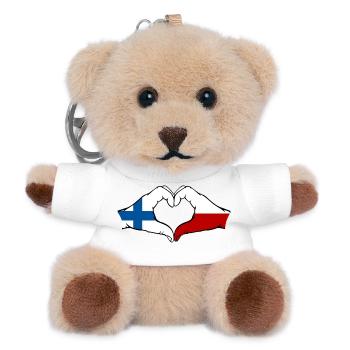 Finnland Polen Flagge Herzform - Teddy Schlüsselanhänger - Weiß - Vorne