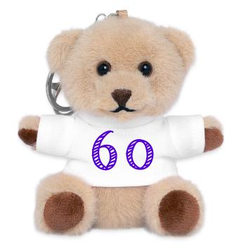 60. 60 JAHRE. 60-JÄHRIGES JUBILÄUM. 60. GEBURTSTAG. - Teddy Schlüsselanhänger - Weiß - Vorne