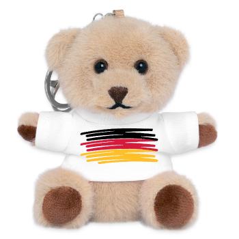 Deutschland Farben Stift gemalt Fahne - Teddy Schlüsselanhänger - Weiß - Vorne