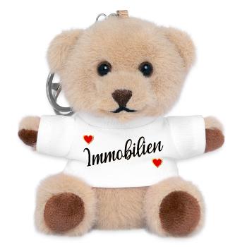 Immobilien lieben - Teddy Schlüsselanhänger - Weiß - Vorne