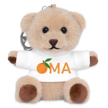 Oma mit Orange – Orange - Teddy Schlüsselanhänger - Weiß - Vorne