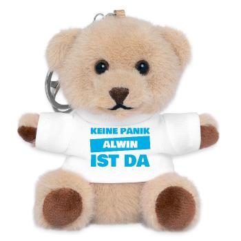 Name Alwin - Teddy Schlüsselanhänger - Weiß - Vorne
